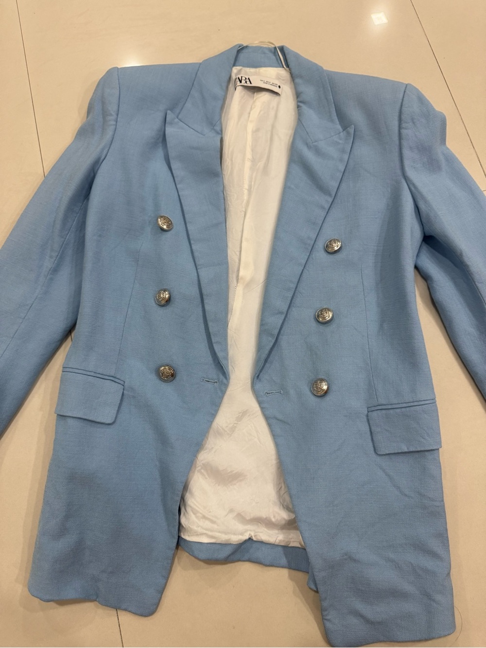 ZARA Light Blue Men's Blazer - Single-Breasted Sport Coat